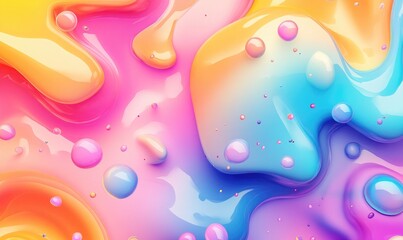 Wall Mural - abstract colorful banner featuring floating liquid blobs and fluid shapes futuristic composition wit