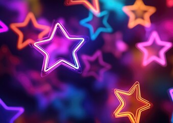 Wall Mural - Glowing Neon Stars Background