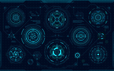 Circular bars and futuristic digital HUD elements of Sci Fi data, vector dashboard interface. HUD data screen or digital UI virtual infographic and bars with buttons panel of future technology