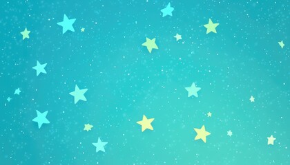 Wall Mural - Light blue and green 2D cartoon texture featuring vibrant astronomical stars A colorful illustration ideal for astronomy themed websites