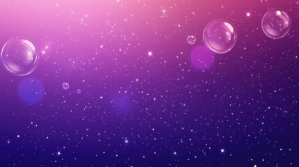 Wall Mural - Purple gradient backdrop featuring stars and bubbles