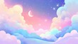 © NFTNexus - Colorful unicorn backdrop featuring clouds and stars in a pastel sky Enchanting landscape with an abstract whimsical design perfect for a delightful candy themed wallpaper 2D illustration