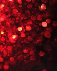 Canvas Print - abstract red bokeh lights with a defocused unique festive effect