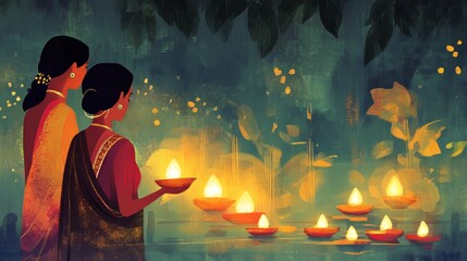 Poster - Conceptual illustration of Diwali interplay traditional and modern aesthetics.