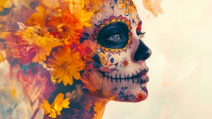 Poster - Creative imagery of Dia de Muertos in double exposure style