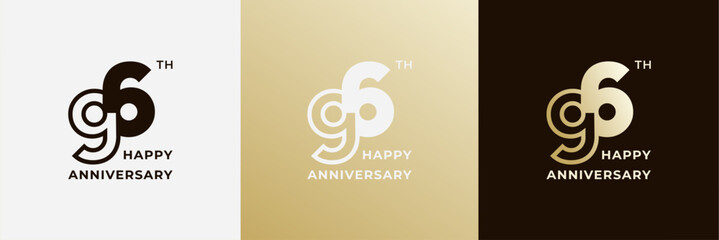 Wall Mural - Logo 96th, 96 years anniversary, design template for celebration, birthday, greeting and invitation. Editable file