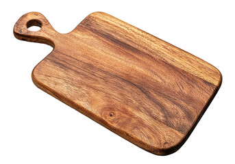 Canvas Print - Wooden cutting board with a handle, isolated on transparent cutout background