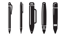 cute pen silhouette vector illustration set