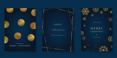 Wall Mural - luxury gold christmas invitation card design vector. christmas snowflake, frame with gold foil on na