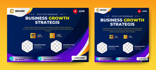 Canvas Print - business conference live webinar banner invitation and social media post template. business webinar 