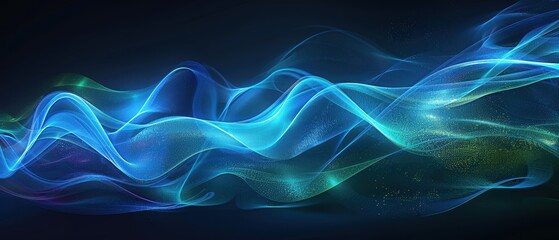 Wall Mural - Ethereal Blue Waves on Dark Background