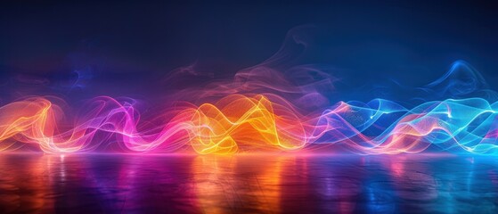 Wall Mural - Vibrant Abstract Light Trails in Dark Background