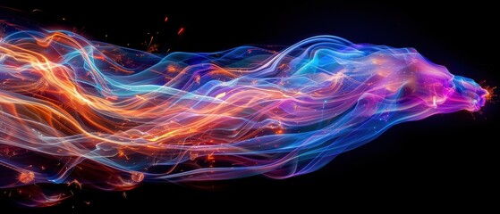 Wall Mural - Colorful Abstract Light Wave on Black Background