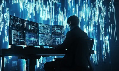 Hacker in Digital Matrix