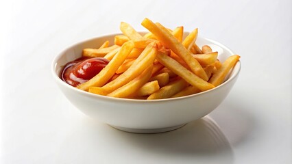 Delicious French fries on white background