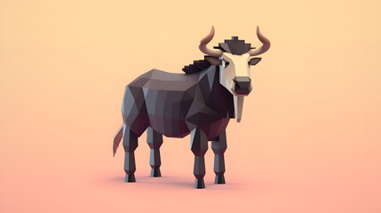 Wall Mural - Wildebeest 3d character Cartoon