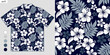 © kirkchai - Elegant Tropical Hibiscus Flowers Seamless Pattern on Hawaiian Shirt Mockup, Perfect for Aloha Summer Fashion Style, Inspiring Design and Apparel for Trendy Summer Beachwear