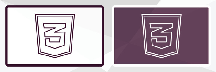 css outline icon. Linear vector from programming concept. Thin line white and black css icon isolated on white and dark background
