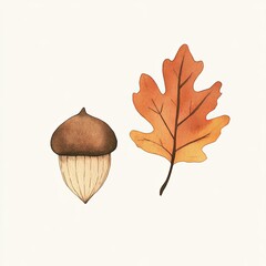 Wall Mural - Acorn and Oak Leaf