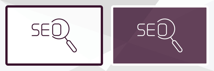 image seo outline icon. Linear vector from programming concept. Thin line white and black image seo icon isolated on white and dark background