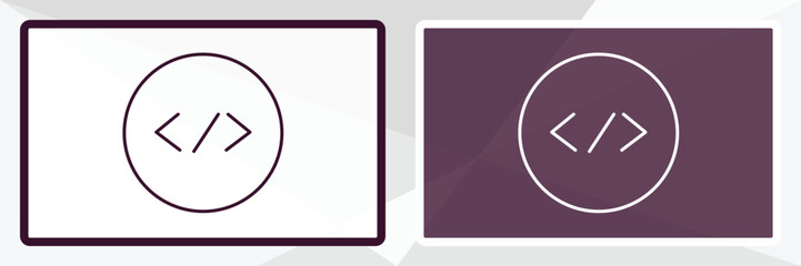 programming language outline icon. Linear vector from programming concept. Thin line white and black programming language icon isolated on white and dark background