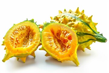 Wall Mural - A fresh kiwano (horned melon) isolated on white