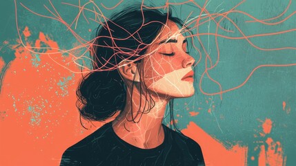 Wall Mural - Generate an illustration of someone feeling disconnected due to depersonalization 