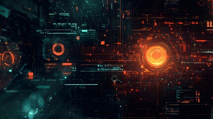 Abstract technological background with various technological ele. 