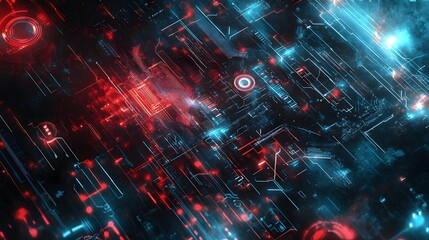 Abstract technological background with various technological ele. 