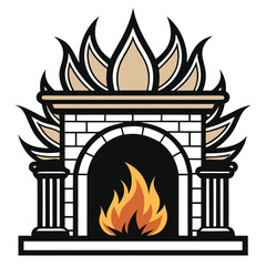 Fireplace with fire vector silhouette