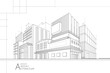 © yewkeo - 3D illustration abstract urban building out-line drawing of imagination architecture building construction design.