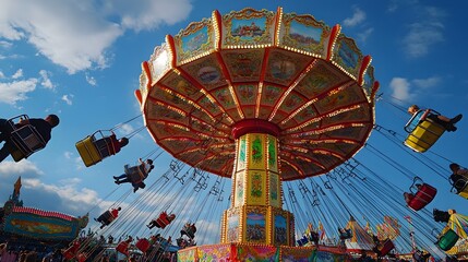 Wall Mural - 15. A lively carnival with colorful rides and joyful crowds