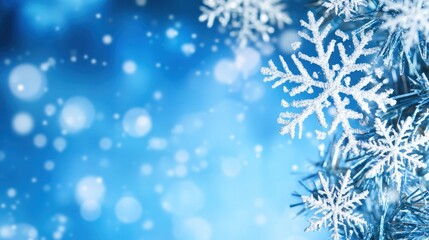 Christmas blue background with snow