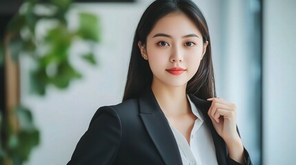 Poster - Confident Businesswoman in Modern Office Setting