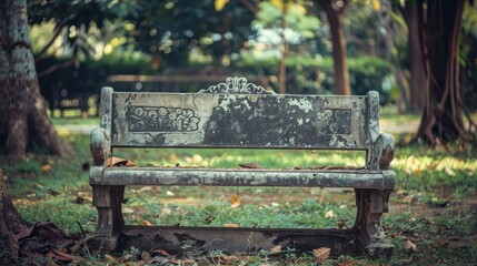 Vintage Cement Bench in Park