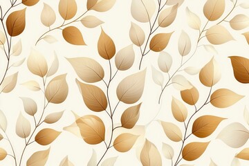 Wall Mural - Abstract Pattern of Brown and Beige Leaves