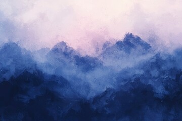 Wall Mural - Abstract Painting of Mountains with a Pink Sky