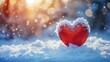 © AImmersive Imagery - Valentine s Day postcard with heart in snowy background and room for text