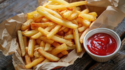 French fries with tomato ketchup and authentic mayo