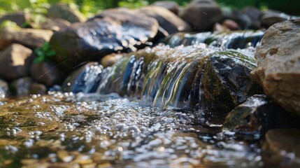 Flowing water on stone