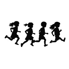 children running silhouettes   Vector Transparent Background