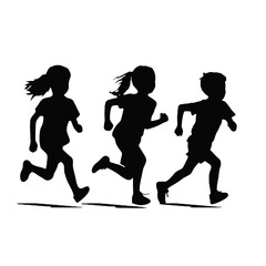 children running silhouettes   Vector Transparent Background