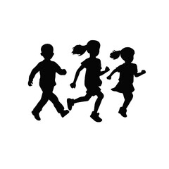 children running silhouettes   Vector Transparent Background