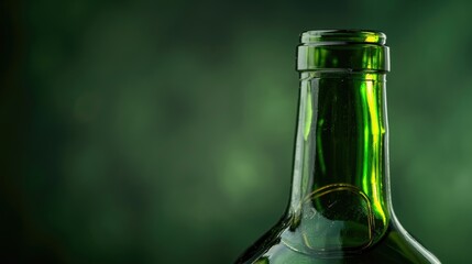 Green wine bottle with gold ring glimpsed through view