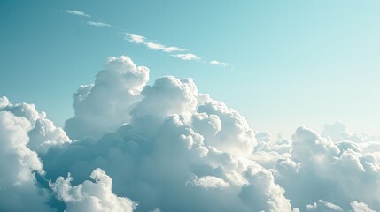 Fluffy white clouds in beautiful blue sky