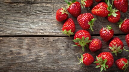 Strawberries displayed on wooden table