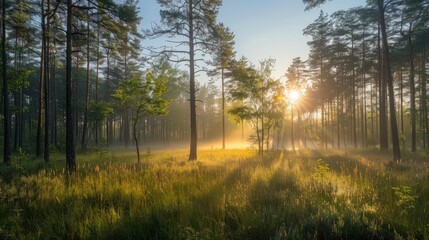 Summer sunrise photo with backlighting