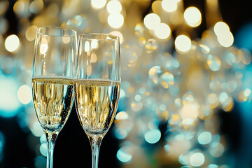 Sticker - Elegant Champagne Toast at Upscale Celebration with Sparkling Flutes  