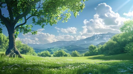 Wall Mural - Scenic view on a clear sunny day