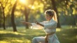 © YUTTADANAI - Woman Practicing Tai Chi in Serene Park Setting